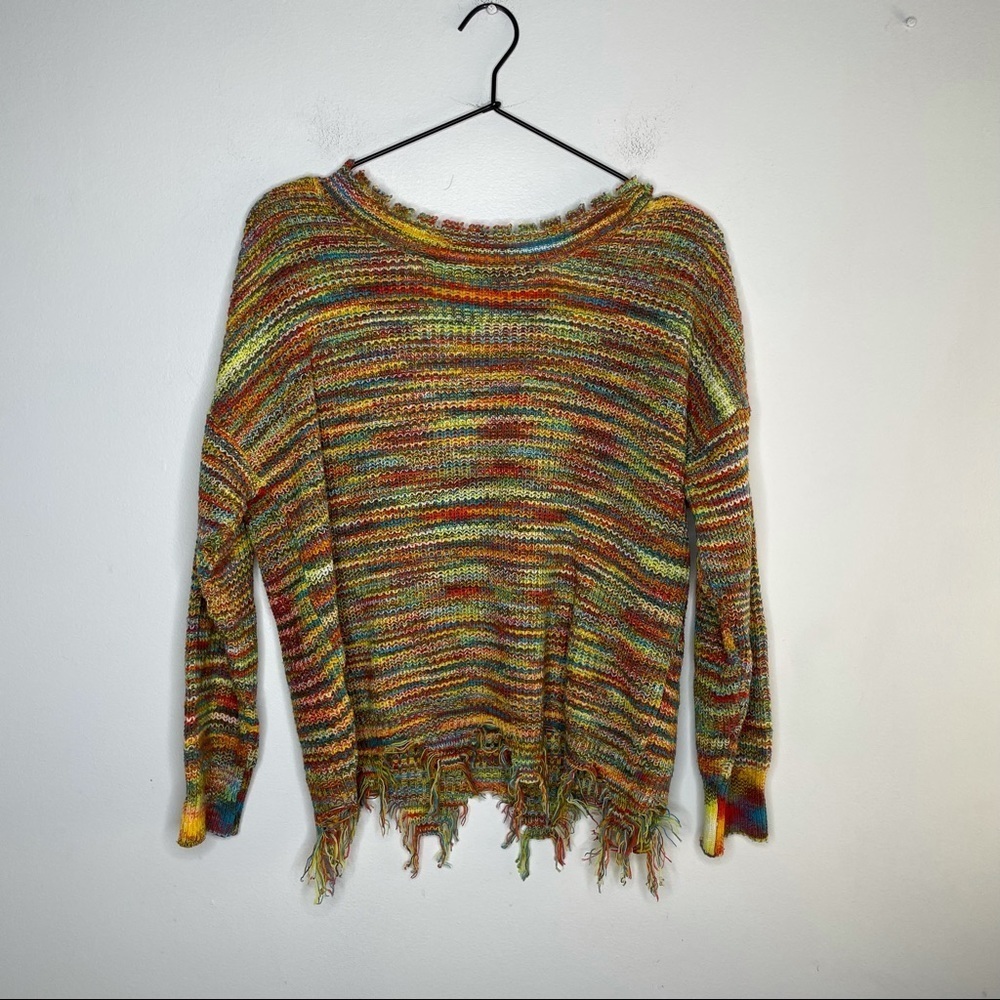 Zaful Multicolor Distressed Sweater Womens OS - Picture 5 of 9